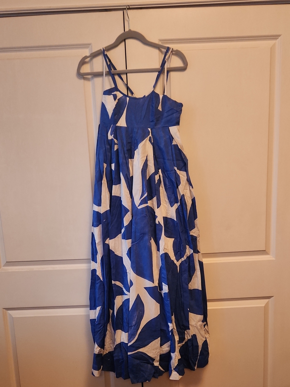 Anthropologie Blue and White Floral Maxi Dress
